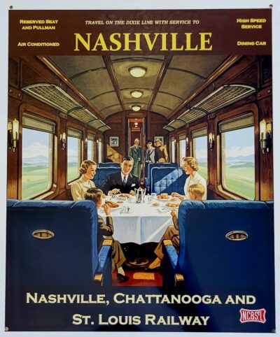 Vintage Travel Poster Sign, NC&StL Dining Car